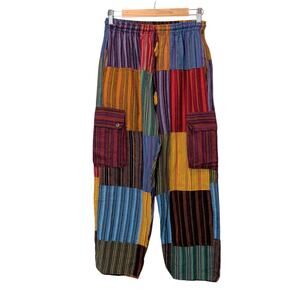 Karma Nepal Craft Patchwork Boho Hippie Harem Loose Fit Pants Pull On Unisex